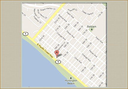 Map to The Plaza Huntington Beach
